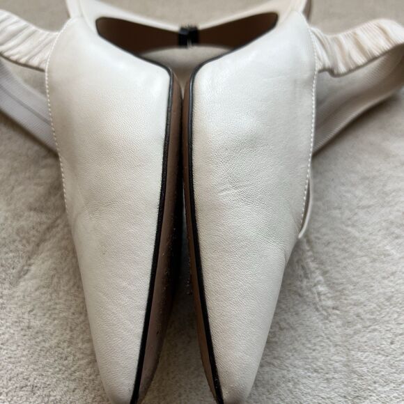 Lewit Marta Cream Leather Slingback Pump Women EU 36.5 US 6 Classic Pointed Toe - Picture 7 of 14
